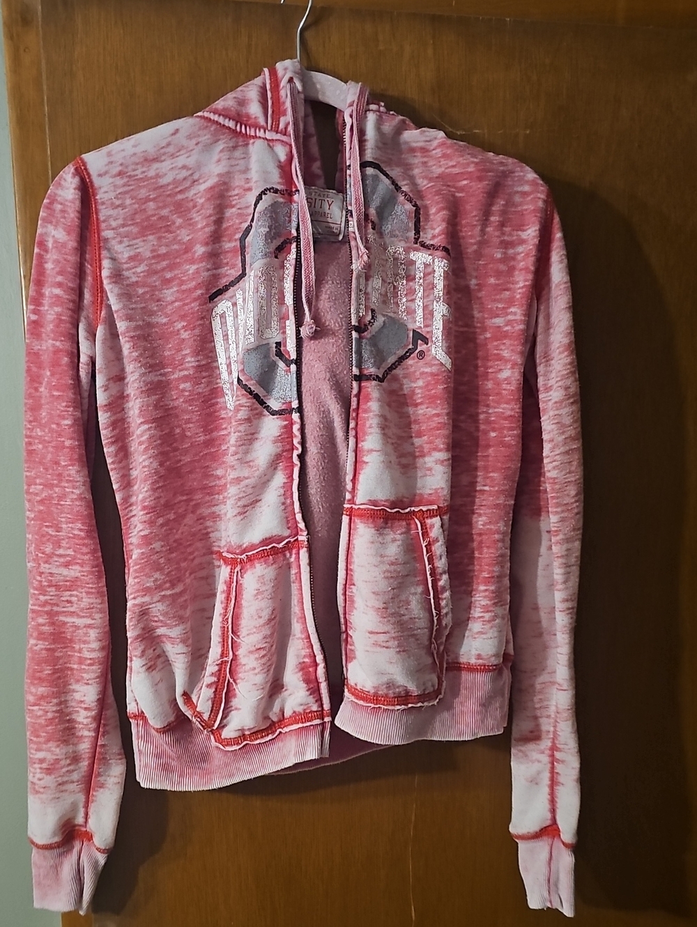 Ohio State University Distressed Tie-Dye Zip Hoodie